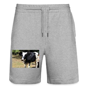 Kuh Poster - Stanley/Stella Unisex Bio Joggingshorts Trainer  - Grau meliert - Vorne - Nik (191cm) & Marisol (170cm)