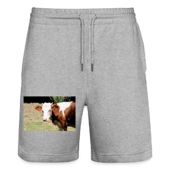 Kuh Poster - Stanley/Stella Unisex Bio Joggingshorts Trainer  - Grau meliert - Vorne - Nik (191cm) & Marisol (170cm)