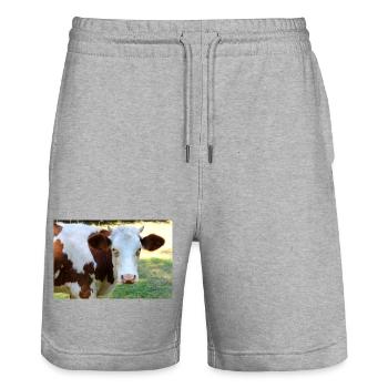 Kuh Poster - Stanley/Stella Unisex Bio Joggingshorts Trainer  - Grau meliert - Vorne - Nik (191cm) & Marisol (170cm)