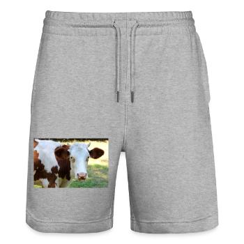 Kuh Poster - Stanley/Stella Unisex Bio Joggingshorts Trainer  - Grau meliert - Vorne - Nik (191cm) & Marisol (170cm)