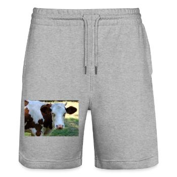 Kuh Poster - Stanley/Stella Unisex Bio Joggingshorts Trainer  - Grau meliert - Vorne - Nik (191cm) & Marisol (170cm)
