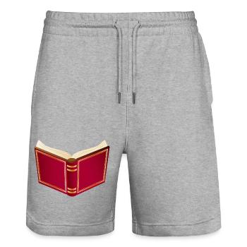 Open red book for Santa Claus and Christmas - Stanley/Stella Trainer Unisex Organic Jogging Shorts - heather grey - Front - Nik (191cm) & Marisol (170cm)