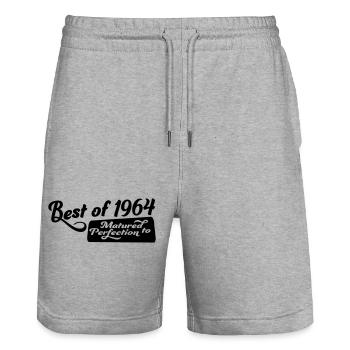 1964 - Stanley/Stella Trainer Unisex Organic Jogging Shorts - heather grey - Front - Nik (191cm) & Marisol (170cm)