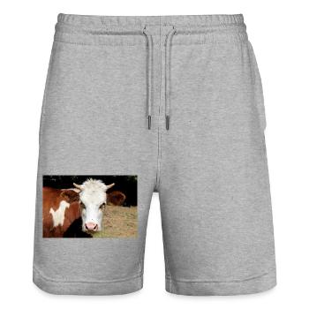 Kuh Poster - Stanley/Stella Unisex Bio Joggingshorts Trainer  - Grau meliert - Vorne - Nik (191cm) & Marisol (170cm)