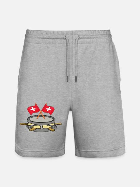 Raclette, Wintersport, Schweiz - Stanley/Stella Unisex Bio Joggingshorts Trainer - Grau meliert