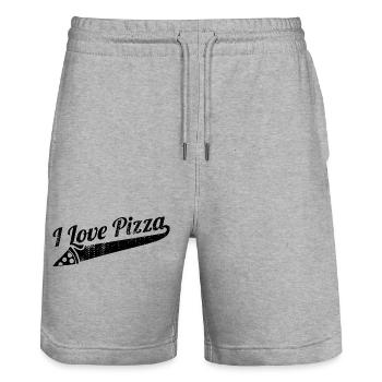 Pizza Enthusiast Zitat - Stanley/Stella Unisex Bio Joggingshorts Trainer  - Grau meliert - Vorne - Nik (191cm) & Marisol (170cm)
