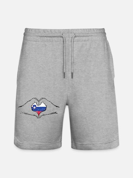 Slovenia Flag Heart Shape Used - Stanley/Stella Trainer Unisex Organic Jogging Shorts - heather grey