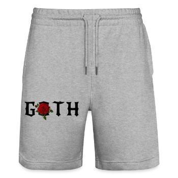 Gothic-Thema mit roter Rose - Stanley/Stella Unisex Bio Joggingshorts Trainer  - Grau meliert - Vorne - Nik (191cm) & Marisol (170cm)