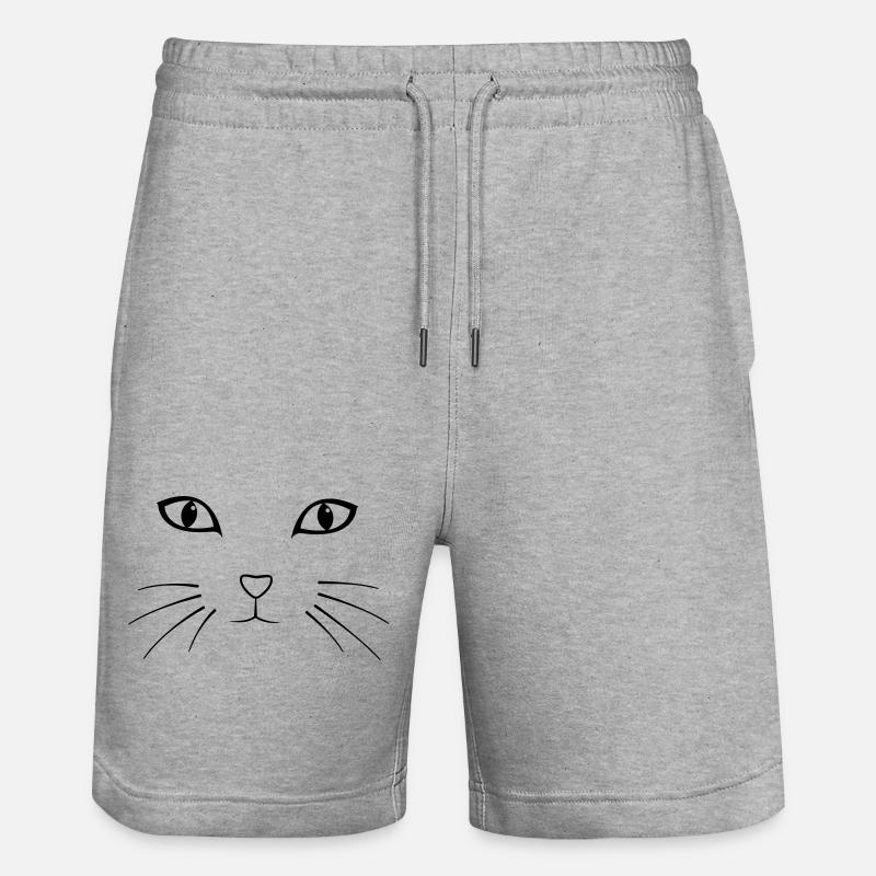 Katze - Stanley/Stella Unisex Bio Joggingshorts Trainer  - Grau meliert