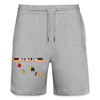 Berlin Banner Deutsche Flagge Buchstaben - Stanley/Stella Unisex Bio Joggingshorts Trainer  - Grau meliert - Vorne - Nik (191cm) & Marisol (170cm)