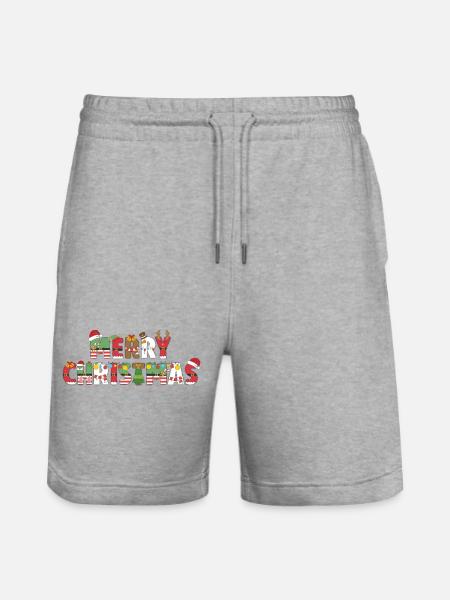 Merry Christmas - Stanley/Stella Unisex Bio Joggingshorts Trainer - Grau meliert