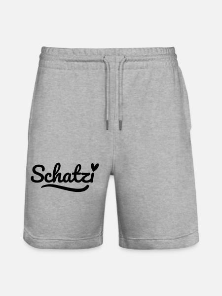 Schatzi Schrift Herz - Stanley/Stella Unisex Bio Joggingshorts Trainer - Grau meliert