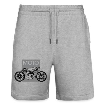 moto moto icône motard logo garage icône graphique - Short de jogging bio TRAINER Stanley/Stella unisexe - gris chiné - Devant - Nik (191cm) & Marisol (170cm)