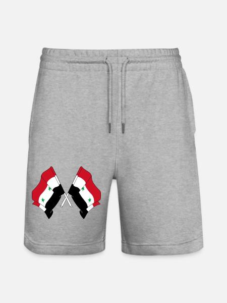 Two flags crossed from Syria - Stanley/Stella Trainer Unisex Organic Jogging Shorts - heather grey