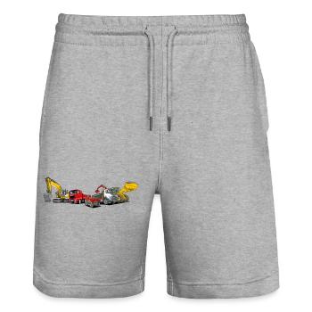 Baumaschinen Fuhrpark - Stanley/Stella Unisex Bio Joggingshorts Trainer  - Grau meliert - Vorne - Nik (191cm) & Marisol (170cm)