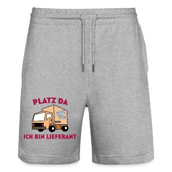 Supplier Statement Job Earn Money Worker - Stanley/Stella Trainer Unisex Organic Jogging Shorts - heather grey - Front - Nik (191cm) & Marisol (170cm)