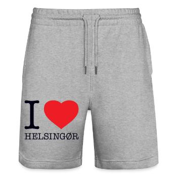 I love Helsingør - Stanley/Stella Trainer Unisex Organic Jogging Shorts - heather grey - Front - Nik (191cm) & Marisol (170cm)
