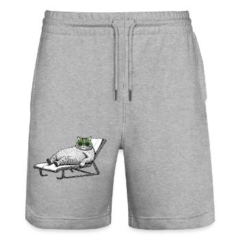 Cat Vacation - Stanley/Stella Trainer Unisex Organic Jogging Shorts - heather grey - Front - Nik (191cm) & Marisol (170cm)