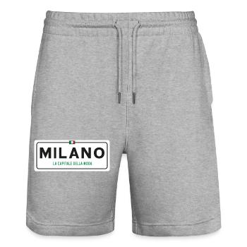 Milano town sign - Stanley/Stella Trainer Unisex Organic Jogging Shorts - heather grey - Front - Nik (191cm) & Marisol (170cm)