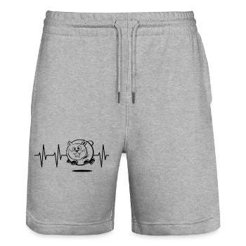 pulse, fat cat, flying, cats, jump, heartbeat - Stanley/Stella Trainer Unisex Organic Jogging Shorts - heather grey - Front - Nik (191cm) & Marisol (170cm)