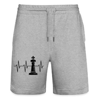 Chess King Pulse Chess Club Heartbeat Team - Stanley/Stella Trainer Unisex Organic Jogging Shorts - heather grey - Front - Nik (191cm) & Marisol (170cm)