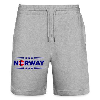 Norway - Stanley/Stella Trainer Unisex Organic Jogging Shorts - heather grey - Front - Nik (191cm) & Marisol (170cm)
