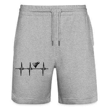 Herzschlag für Badmintonspieler - Stanley/Stella Unisex Bio Joggingshorts Trainer  - Grau meliert - Vorne - Nik (191cm) & Marisol (170cm)