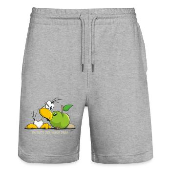 SITO - Da is(s)t der Wurm drin! - Stanley/Stella Unisex Bio Joggingshorts Trainer  - Grau meliert - Vorne - Nik (191cm) & Marisol (170cm)