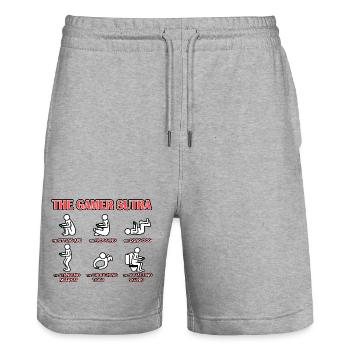 Le sutra du gamer - Short de jogging bio TRAINER Stanley/Stella unisexe - gris chiné - Devant - Nik (191cm) & Marisol (170cm)