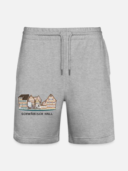 Schwäbisch Hall, Southern Germany, Drawing - Stanley/Stella Trainer Unisex Organic Jogging Shorts - heather grey
