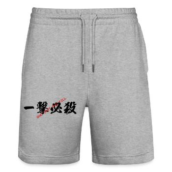 ONE SHOT ONE KILL - KANJI japonais - Short de jogging bio TRAINER Stanley/Stella unisexe - gris chiné - Devant - Nik (191cm) & Marisol (170cm)