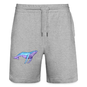 Baleine à bosse aquarelle - Short de jogging bio TRAINER Stanley/Stella unisexe - gris chiné - Devant - Nik (191cm) & Marisol (170cm)