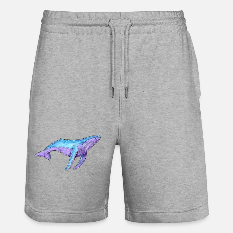 Buckelwal Aquarell - Stanley/Stella Unisex Bio Joggingshorts Trainer  - Grau meliert
