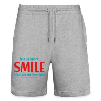 Sourire - Short de jogging bio TRAINER Stanley/Stella unisexe - gris chiné - Devant - Nik (191cm) & Marisol (170cm)