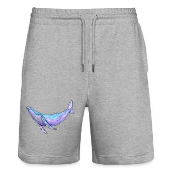 Baleine à bosse aquarelle - Short de jogging bio TRAINER Stanley/Stella unisexe - gris chiné - Devant - Nik (191cm) & Marisol (170cm)
