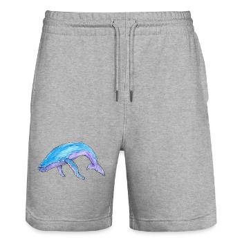 Baleine à bosse aquarelle - Short de jogging bio TRAINER Stanley/Stella unisexe - gris chiné - Devant - Nik (191cm) & Marisol (170cm)