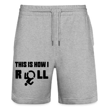 So rolle ich meinen Rollstuhl * - Stanley/Stella Unisex Bio Joggingshorts Trainer  - Grau meliert - Vorne - Nik (191cm) & Marisol (170cm)