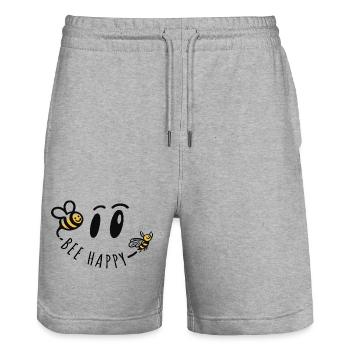 Bee Happy Bee Positive Dire Bonheur - Short de jogging bio TRAINER Stanley/Stella unisexe - gris chiné - Devant - Nik (191cm) & Marisol (170cm)