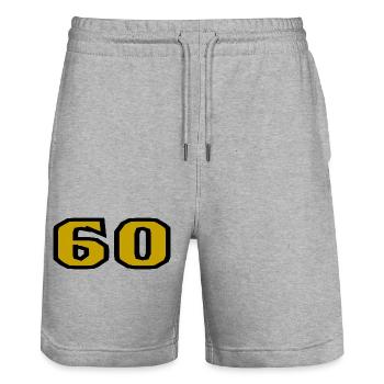60. 60 YEARS. 60th ANNIVERSARY. 60TH BIRTHDAY. - Stanley/Stella Trainer Unisex Organic Jogging Shorts - heather grey - Front - Nik (191cm) & Marisol (170cm)