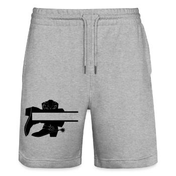 Logo Boots Store - Stanley/Stella Trainer Unisex Organic Jogging Shorts - heather grey - Front - Nik (191cm) & Marisol (170cm)