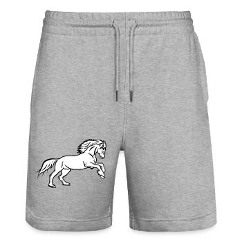 Puissance des chevaux - Short de jogging bio TRAINER Stanley/Stella unisexe - gris chiné - Devant - Nik (191cm) & Marisol (170cm)
