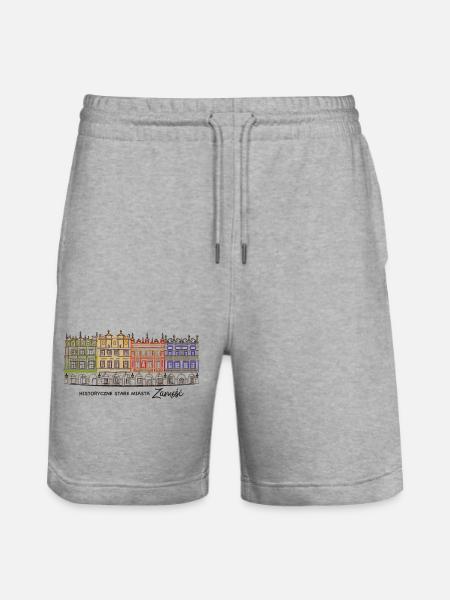 Zamosc in Poland, facades on the market, hand drawing - Stanley/Stella Trainer Unisex Organic Jogging Shorts - heather grey