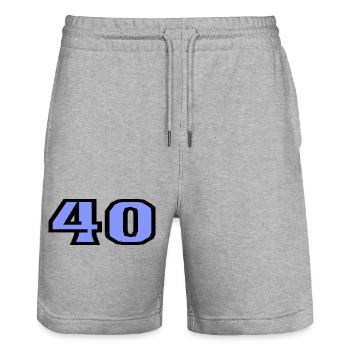 40. 40 ANS. 40e ANNIVERSAIRE. ANNIVERSAIRE 40 ANS. - Short de jogging bio TRAINER Stanley/Stella unisexe - gris chiné - Devant - Nik (191cm) & Marisol (170cm)