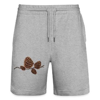 Wunderschöne Lärchenzapfen auf einem Zweig - Stanley/Stella Unisex Bio Joggingshorts Trainer  - Grau meliert - Vorne - Nik (191cm) & Marisol (170cm)
