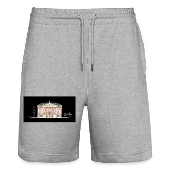Berlin, Oper unter den Linden, Zeichnung - Stanley/Stella Unisex Bio Joggingshorts Trainer  - Grau meliert - Vorne - Nik (191cm) & Marisol (170cm)