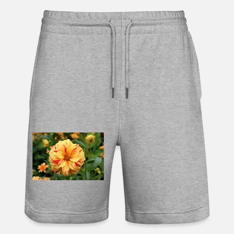 Dahlia, Fleur, Fleur, Jaune, Rouge - Short de jogging bio TRAINER Stanley/Stella unisexe - gris chiné
