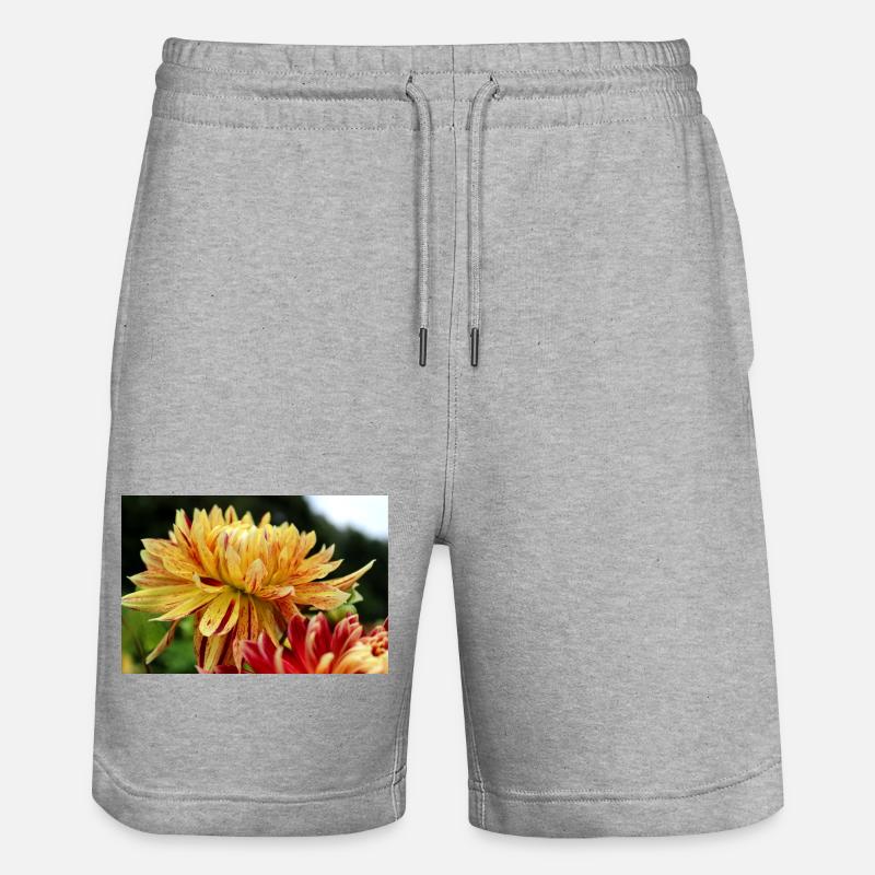 Dahlia fleur jaune, fleur - Short de jogging bio TRAINER Stanley/Stella unisexe - gris chiné