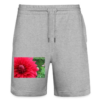 Dahlia Fleur Rouge, Fleur - Short de jogging bio TRAINER Stanley/Stella unisexe - gris chiné - Devant - Nik (191cm) & Marisol (170cm)