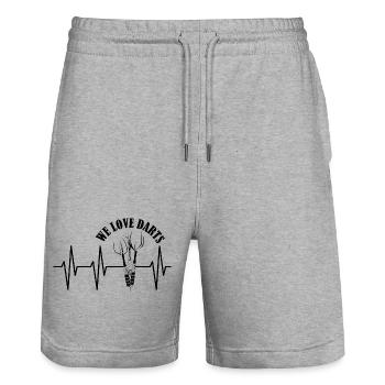 we love darts dartsport verein team Logo Symbol - Stanley/Stella Unisex Bio Joggingshorts Trainer  - Grau meliert - Vorne - Nik (191cm) & Marisol (170cm)