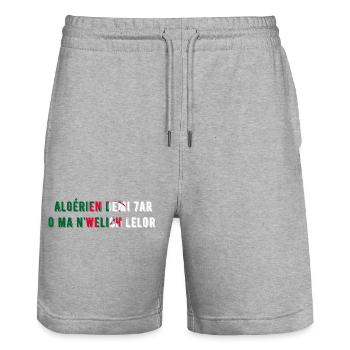Algérien demi har o manwelich lelor-cadeau Algérie - Short de jogging bio TRAINER Stanley/Stella unisexe - gris chiné - Devant - Nik (191cm) & Marisol (170cm)